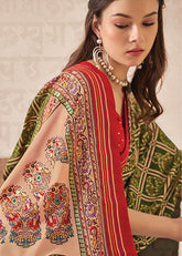 Green Cotton Silk Foil Print Saree-3315